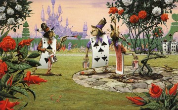 Rodney Matthews Alice im Wunderland  die Rosen Malerei Fantastische Ölgemälde